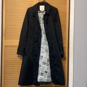 Kate Spade Black Trench Coat With Waist Tie